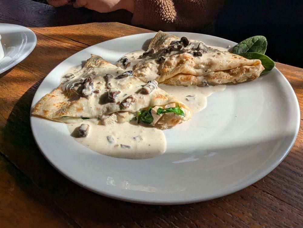Chicken Marsala Crepe dish
