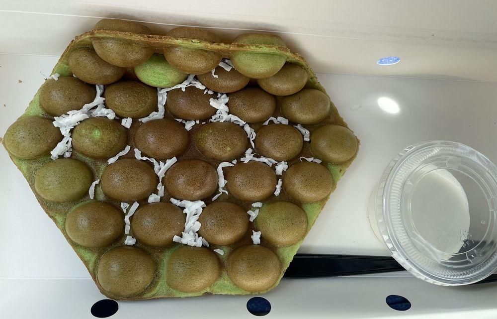 Pandan Coconut Egg Waffles dish