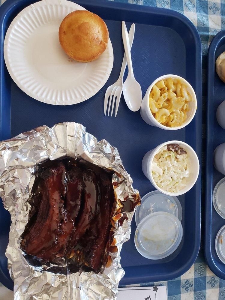Ribs Chicken Mac N Cheese Greens Cornbread dish