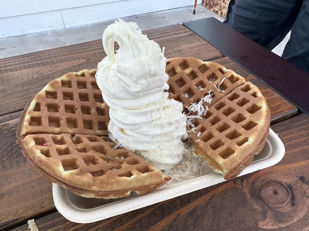 Pandan Waffles dish