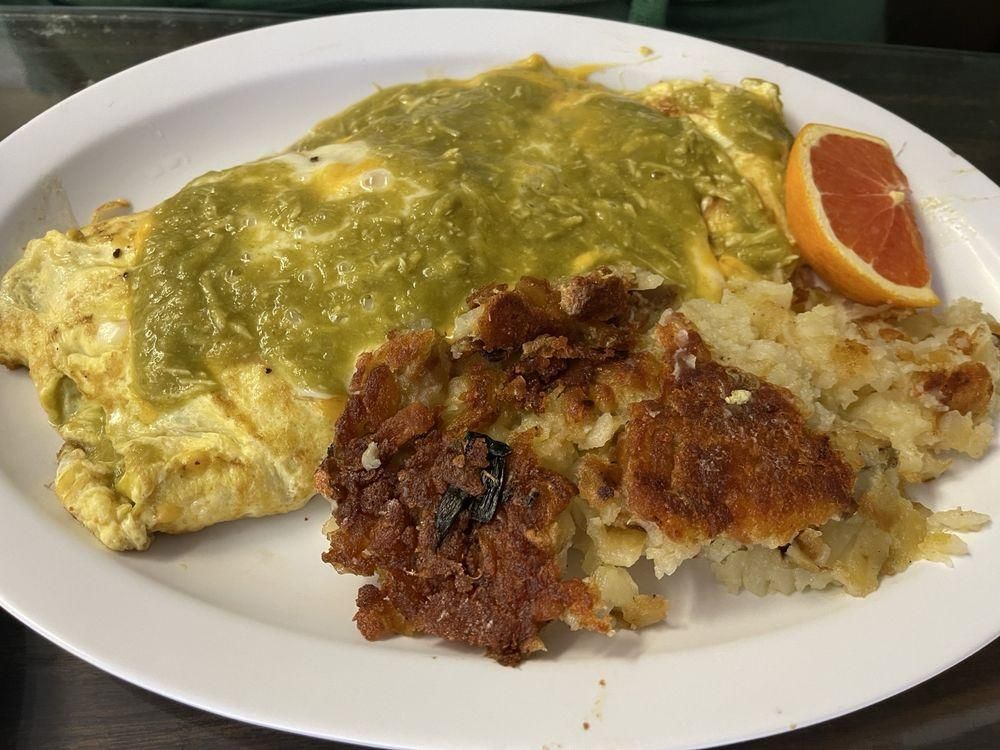 Chicken Chile Verde Omelette dish