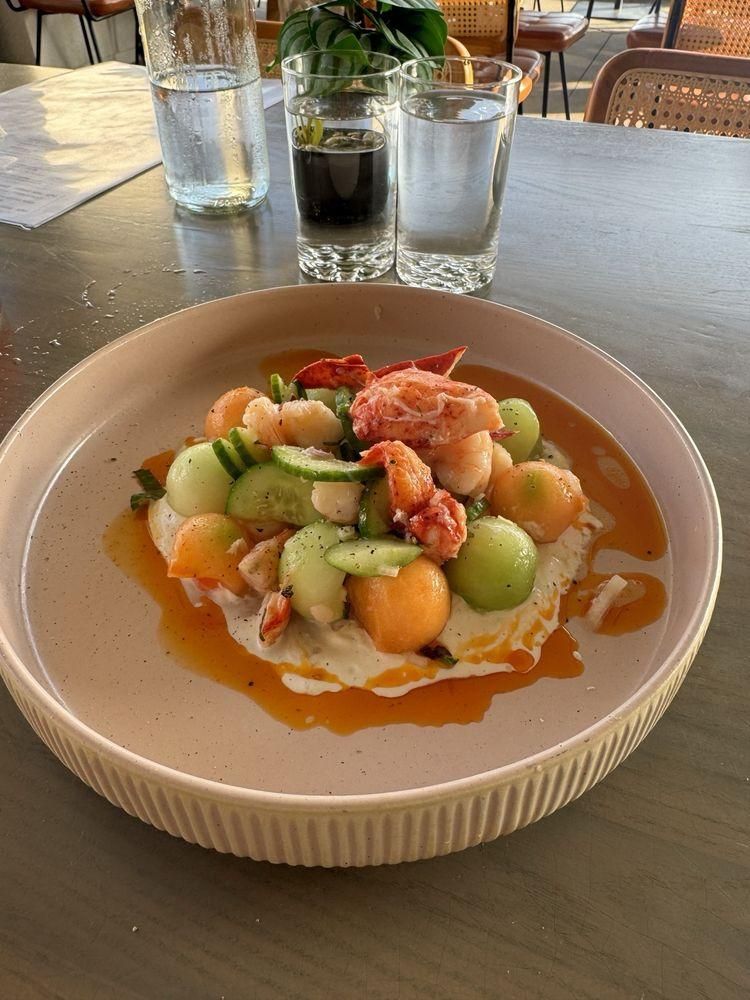 Shrimp Lobster Melon Salad dish