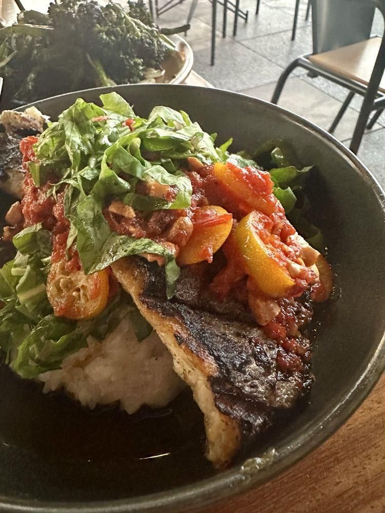 Grilled Branzino dish