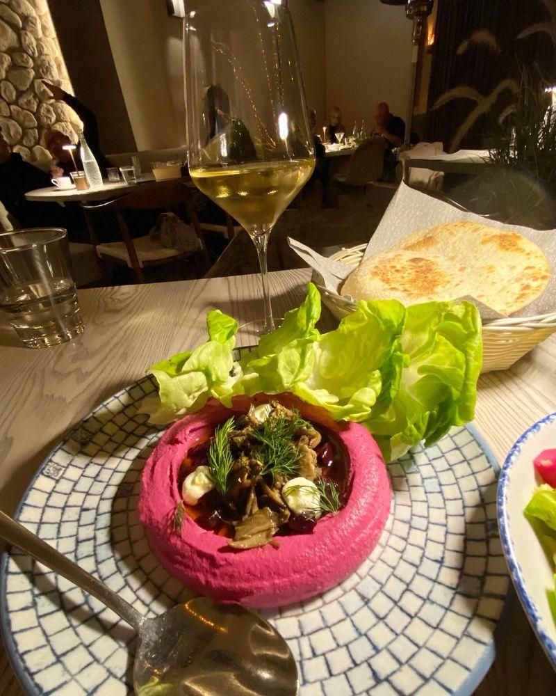 Beetroot Hummus dish