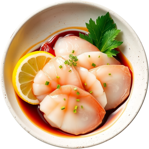 Live Scallop Sashimi dish