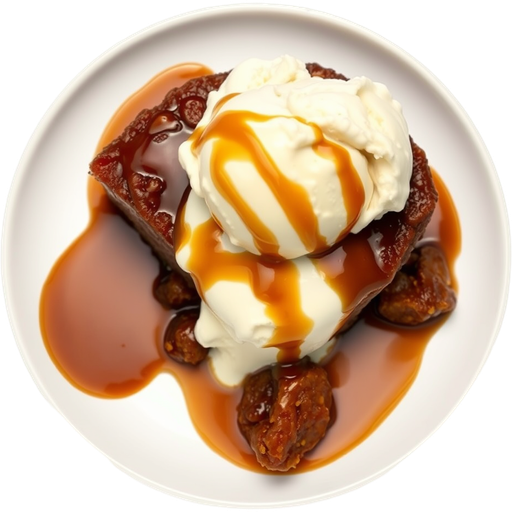 Sticky Toffee Pudding with Ice Cream dish