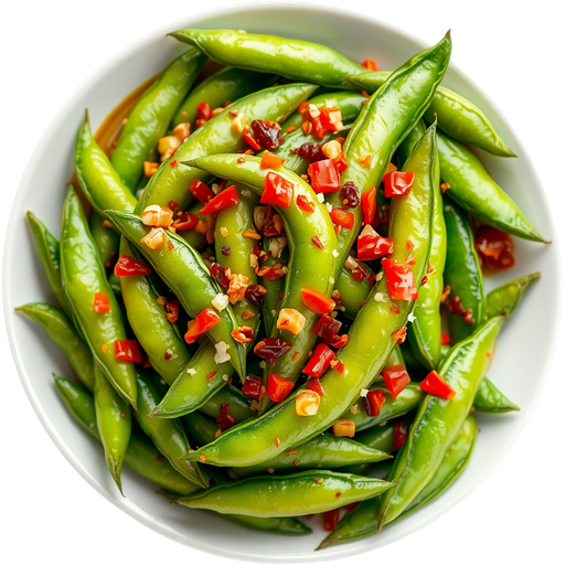 Spicy Garlic Edamame dish