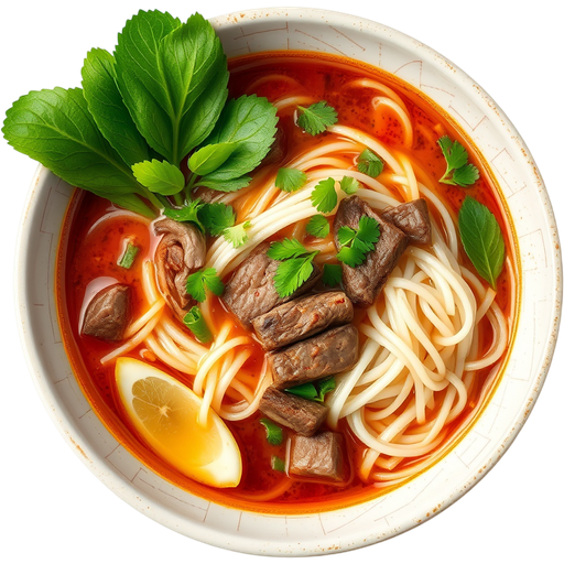 Bun Bo Hue Beef Spicy Lemongrass Soup dish