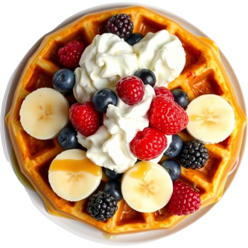 Waffle with Fruit and Whipped Cream dish