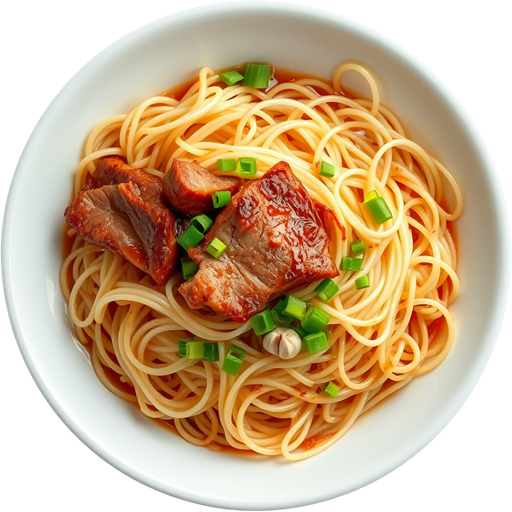 Miki Bihon with Lechon Kawali dish