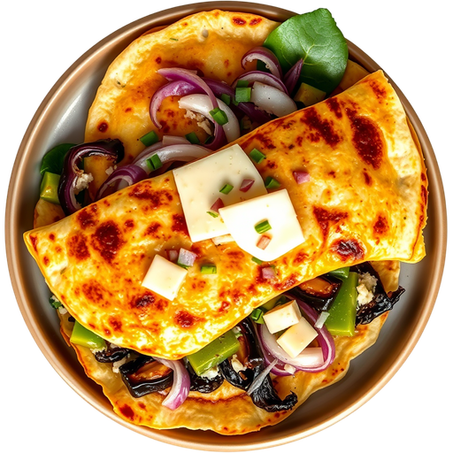 Vegetarian Quesadilla with Nopales, Huitlacoche and Flor de Calabaza dish