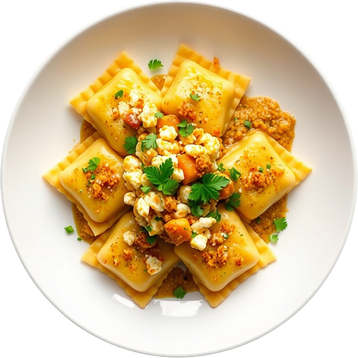 Curried Cauliflower Agnolotti dish