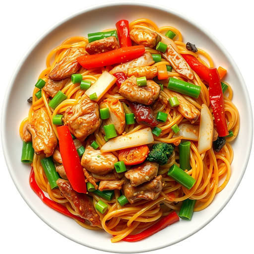 Meat and Veggie Chow Mein dish