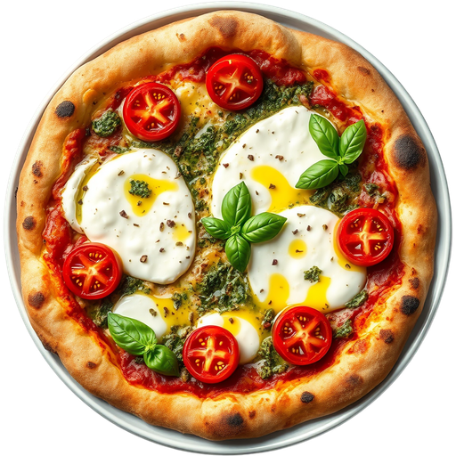 Burrata with Pesto Pizza dish