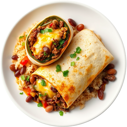 Chile Relleno Burrito with Beef dish
