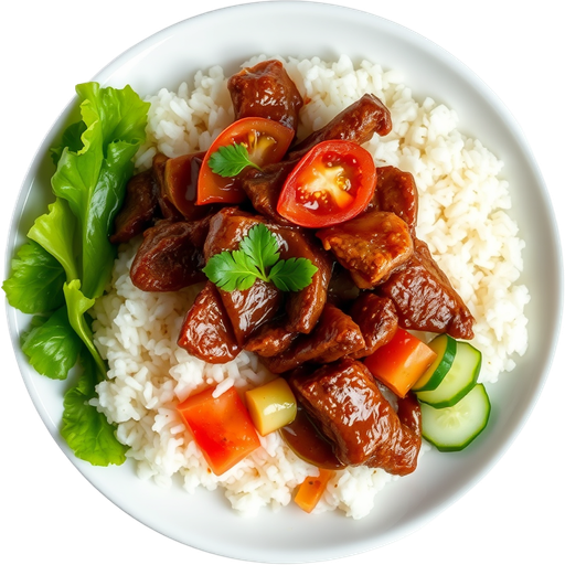 Beef Lok Lak with Rice dish