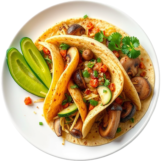 Mushroom or Zucchini & Cactus Taco dish