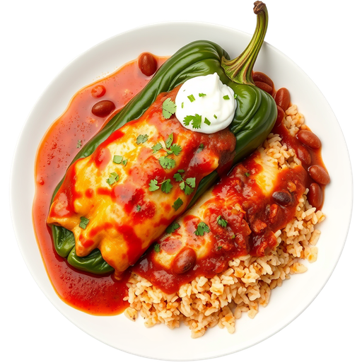 Chile Relleno and Beef Enchilada dish