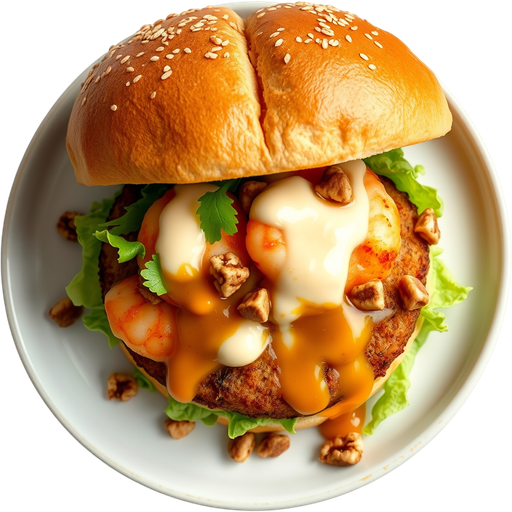 Honey Walnut Shrimp Burger dish