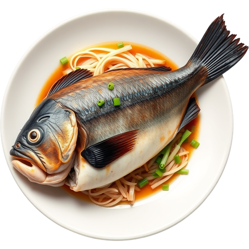 Whole Steamed Black Cod dish