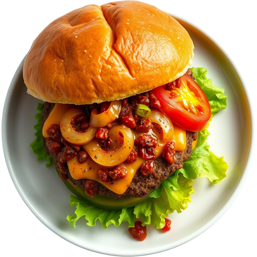 Chili Cheese Burger with Grilled Onions dish