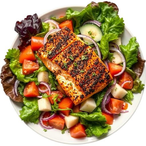 Blackened Salmon Chopped Salad dish