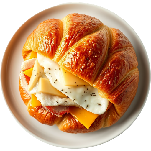 Turkey, Cheese, and Egg Croissant Sandwich dish