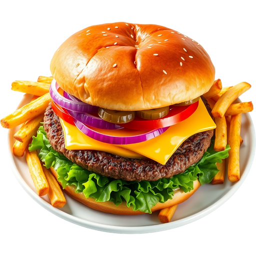 Double Cheeseburger with Fries dish