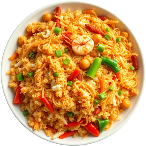 Half Fried Rice Half Chow Mein dish