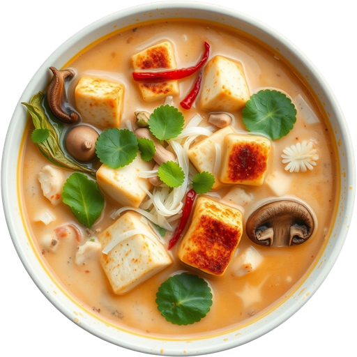 Tom Kha with Fried Tofu dish