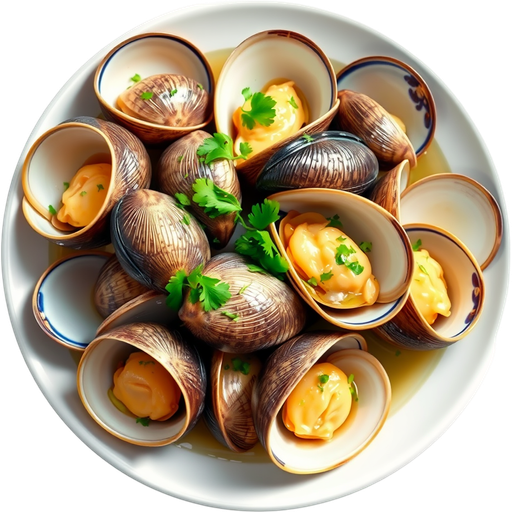 Steamed Clams with Butter and Garlic dish
