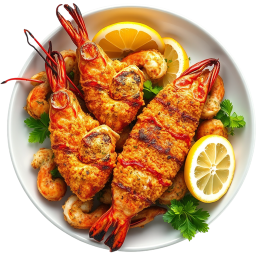 Grilled and Fried Seafood dish