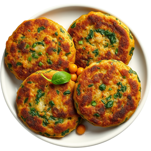 Veggie and Spinach Vegan Patties dish
