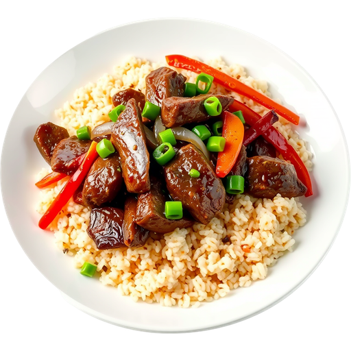 Shaken Beef with Fried Rice dish