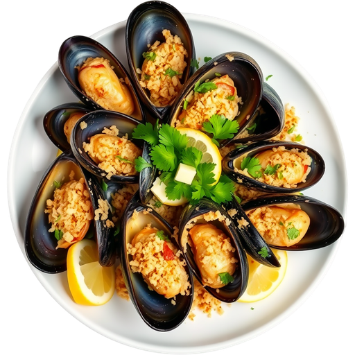 Baked Mussels dish