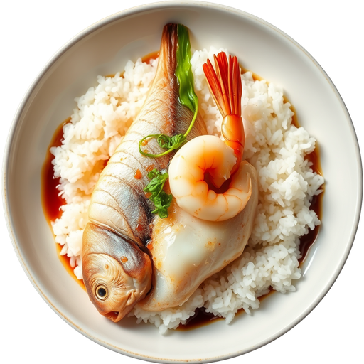 Sea Bream and Shrimp Tomago dish