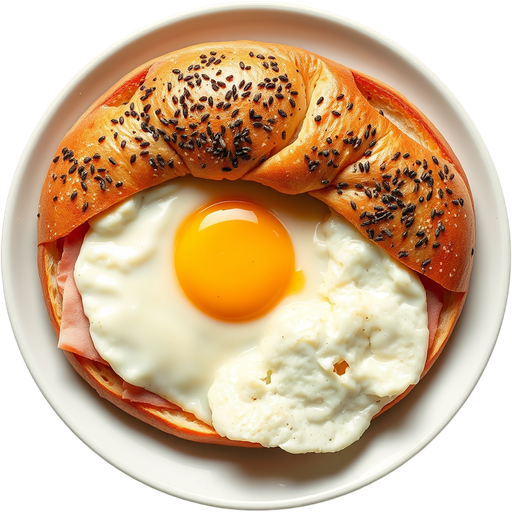 Bagel with Egg, Cheese and Ham dish