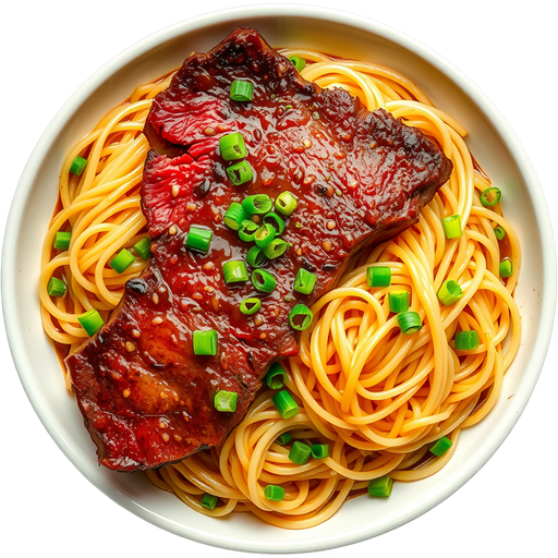 Rib Eye Garlic Noodles dish