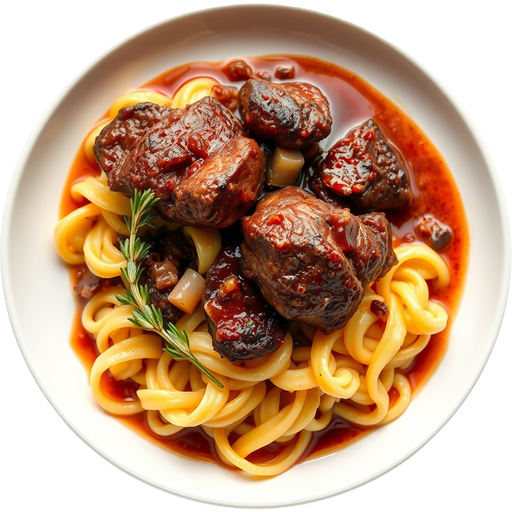 Beef Cheeks with Spaetzle dish