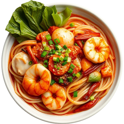 Spicy Seafood Udon dish