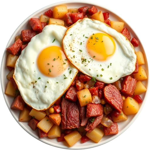 Corned Beef Hash and Eggs dish