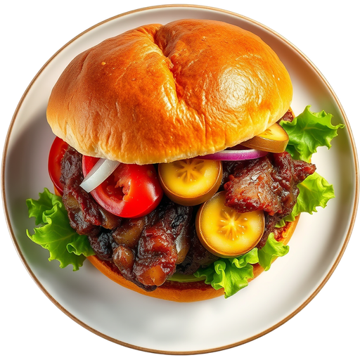 Braised Angus Oxtail Burger dish