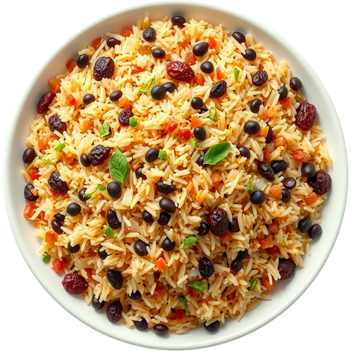 Rice Mixed with Lentils & Raisins dish