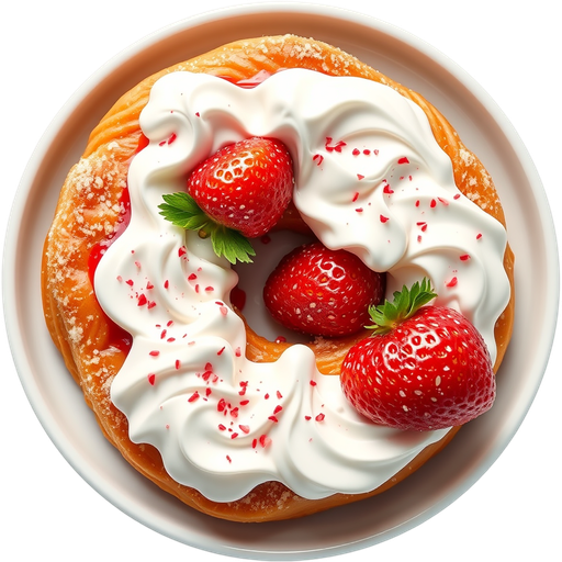 Strawberry and Whipped Cream Cronut dish