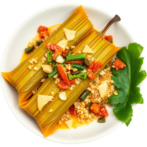 Rajas con Queso Tamale dish