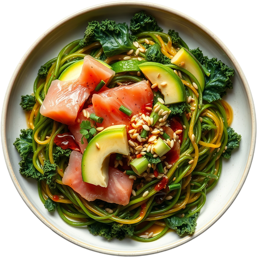 Kale Noodles Poke dish