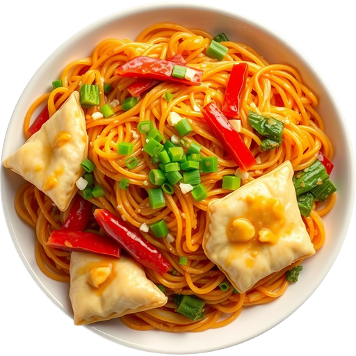 Chow Mein and Cream Cheese Wontons dish