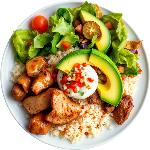 Beef and Chicken with Avocado Plate dish