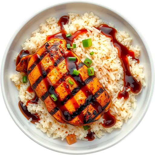 Grilled Chicken and Rice with Teriyaki Sauce dish