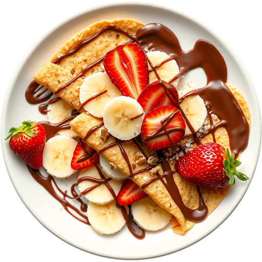 Nutella Banana Chocolate with Strawberries Crepe dish
